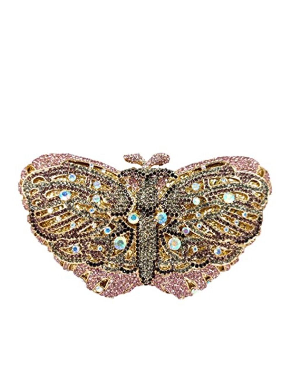 Crystal Butterfly Clutch Evening Bag Handmade Minaudiere with 2 Detachable